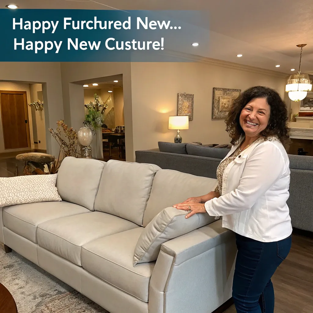 Happy customer with furniture