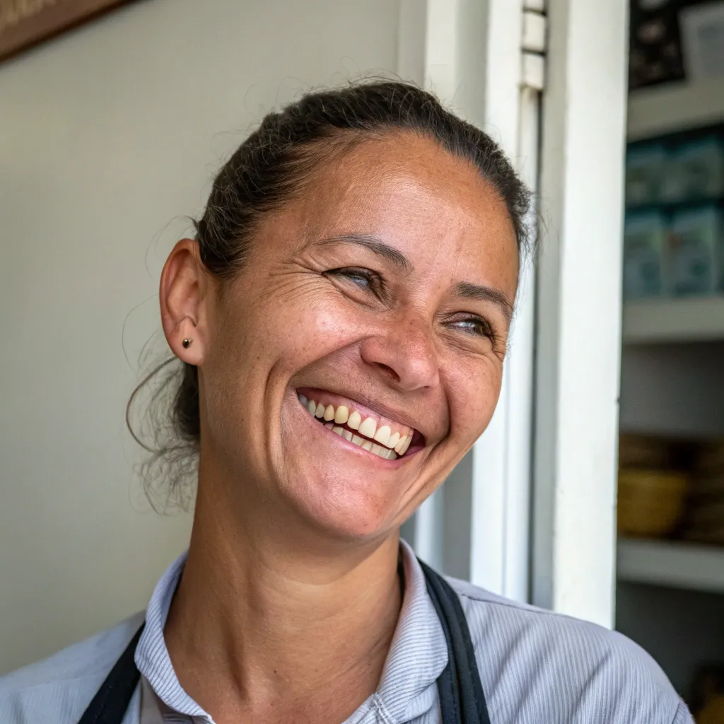 Customer smiling
